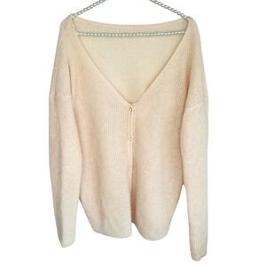 Sezane Berry Cream/very light pink Cardigan Sweater